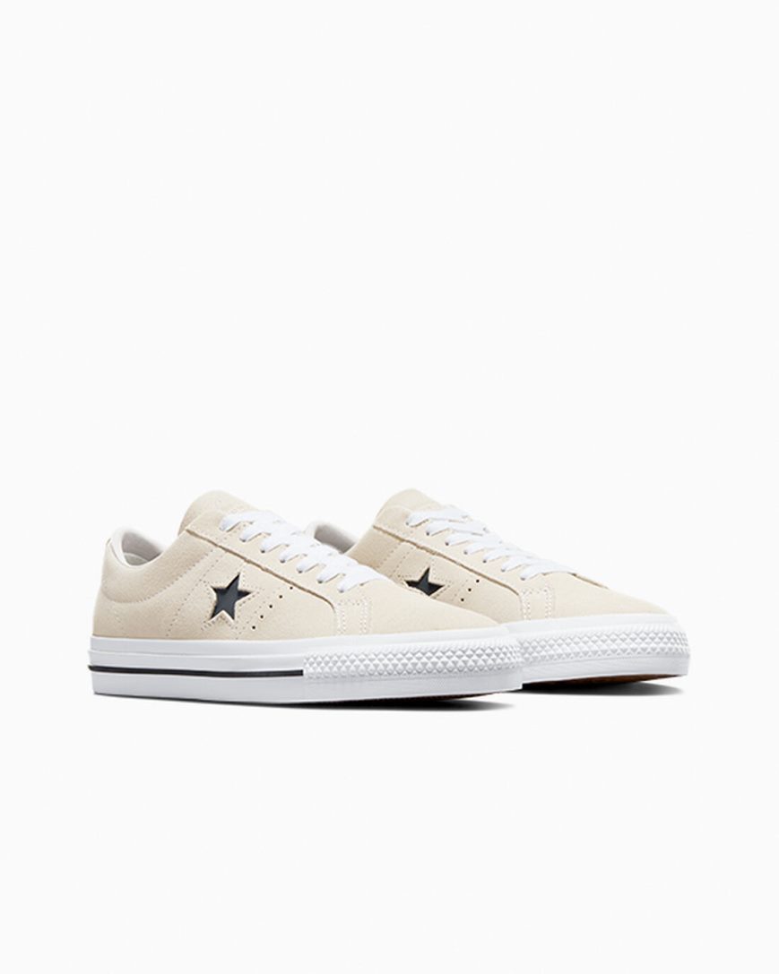 Tenis Skate Converse CONS One Star Pro Camurça Masculino Bege Branco Pretas | PT Q093P78